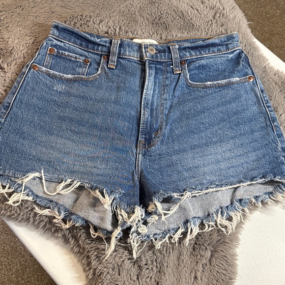Abercrombie & Fitch Pants - Abercrombie & Fitch Blue Frayed Jean Shorts